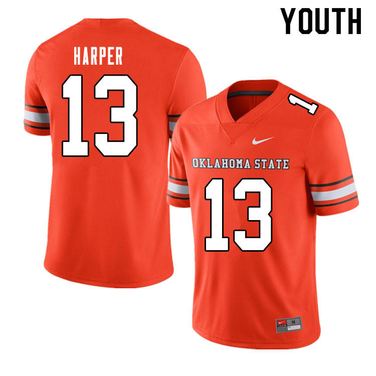 Youth #13 Thomas Harper Oklahoma State Cowboys College Football Jerseys Sale-Alternate Orange